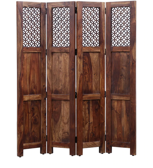 Durque 4 Panel Room Divider - Provincial Teak