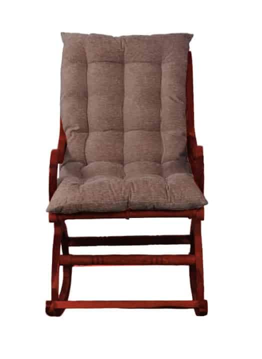 Narkali Sheesham Wood Ergonomic Rocking Chair with Cushion (Wood Finish)