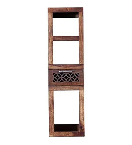 Durque Sheesham Wood Vertical Wall Shelf - Provincial Teak Finish