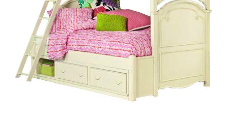 Mango Wood Heldcys Kids Bunk Beds with Storage for Bedroom | Cream Finish