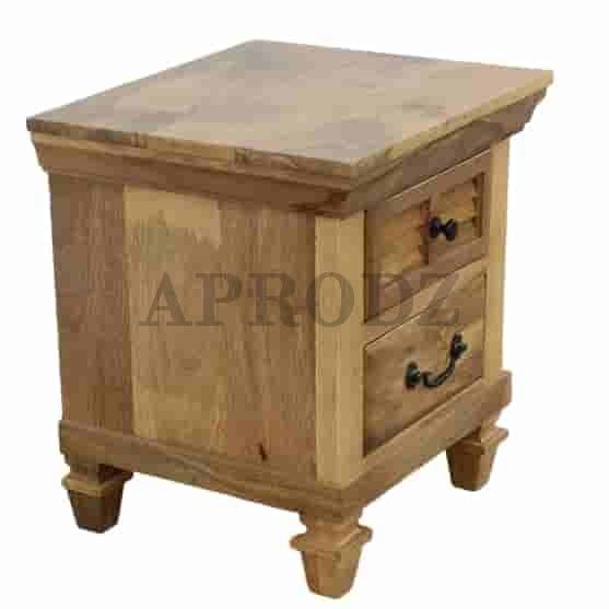 Elmore Solid Wood Table with Two Drawer Bedside for Bedroom & Living Room (Solid Wood - Natural)