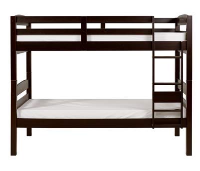 Brown Sheesham wood bunk bed with a ladder for bedroom