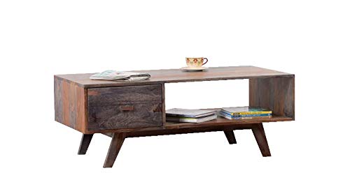 Sheesham Wood Juma Stylish Coffee Table with Drawer for Living Room | Center Table for Home | Brown Finish