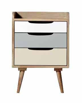 Mango Wood Serpa Stylish Bedside Table for Bedroom Living Room with 3 Drawer End Table