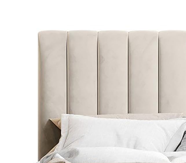 Fluted Velvet Upholstered Bed – Stylish Hydraulic Storage Bed for Comfortable Sleep & Elegant Bedroom Aesthetic