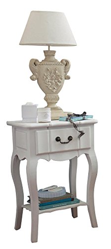 Mango Wood Vanimo One Drawer Selves Bedside Storage Table for Bedroom | White Finish Aprodz