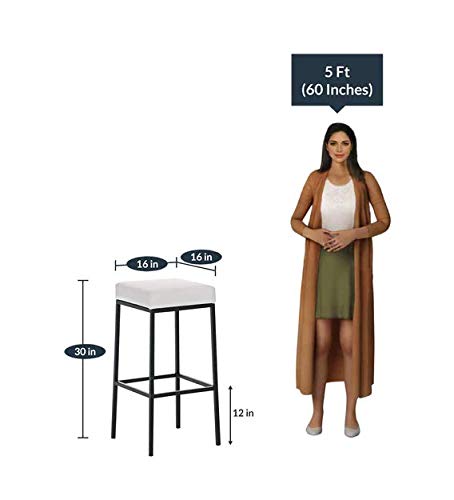 Maude Cushion Seat and Metal Bar Stool (Metal - White)