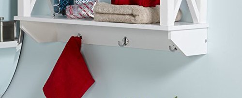 Mango Wood Larso Wall Shelf with Key Holder for Living Room | Wall Shelves | White Finish