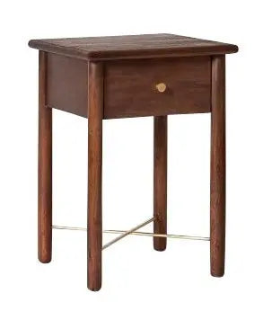 Mango Wood Sogi One Drawer Bedside Storage Table for Living Room | Dark Brown