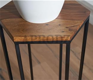 Tavolino Nesting Table(Set of 3), Brown + Black Powdercoated Finish.