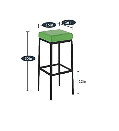 Maude Cushion Seat and Stainless Steel Bar Stool (Metal - black powdercoated and cushion Green)