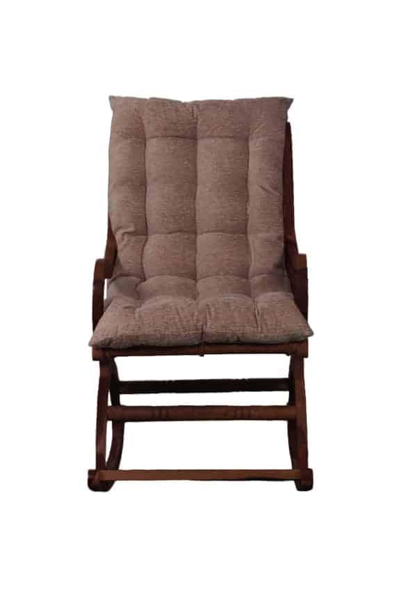 Narkali Sheesham Wood Ergonomic Rocking Chair with Cushion (Wood Finish)