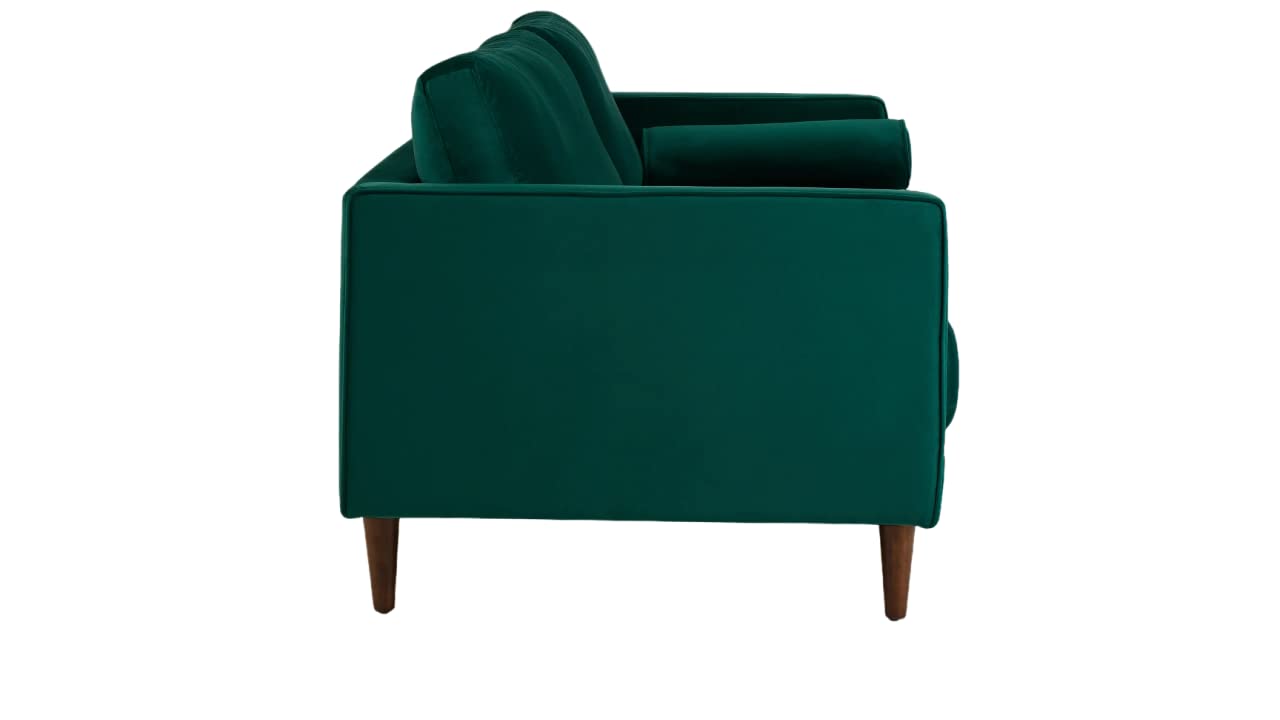 APRODZ MidCen Wooden 3 Seater Sofa Set with High-Density Comfortable Foam for Home & Living Room (Upholstered- Dark Green Velvet Fabric)