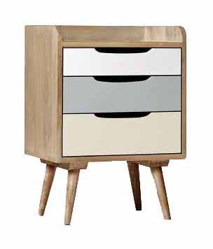 Mango Wood Serpa Stylish Bedside Table for Bedroom Living Room with 3 Drawer End Table