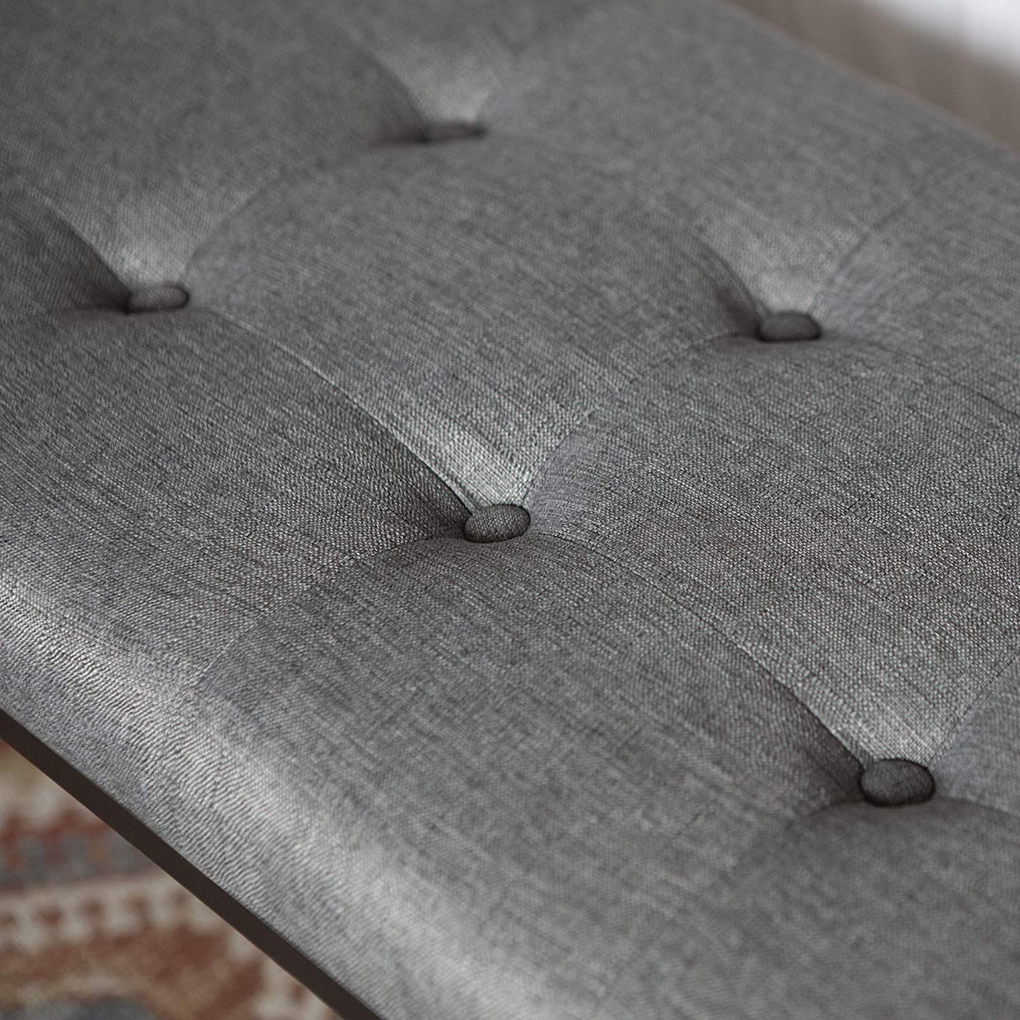 Modern Tufted Upholstered Cushion and Metal Seating Bench Ottoman