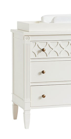 Mango Wood Norto Extra Wide Dresser & Topper Set with Topper Mattress Changing pad is Also Included - White Color