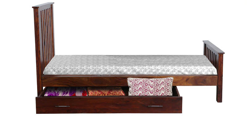 Sheesham Wood Without Storage Single Size Tessa Bed for Bedroom Stylish | Dark Brown Finish