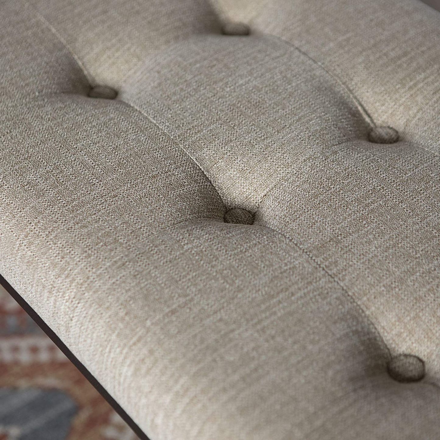 Modern Tufted Upholstered Cushion and Metal Seating Bench Ottoman