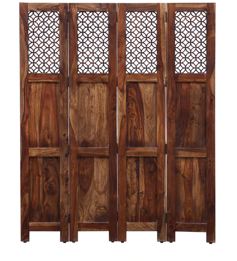 Durque 4 Panel Room Divider - Provincial Teak
