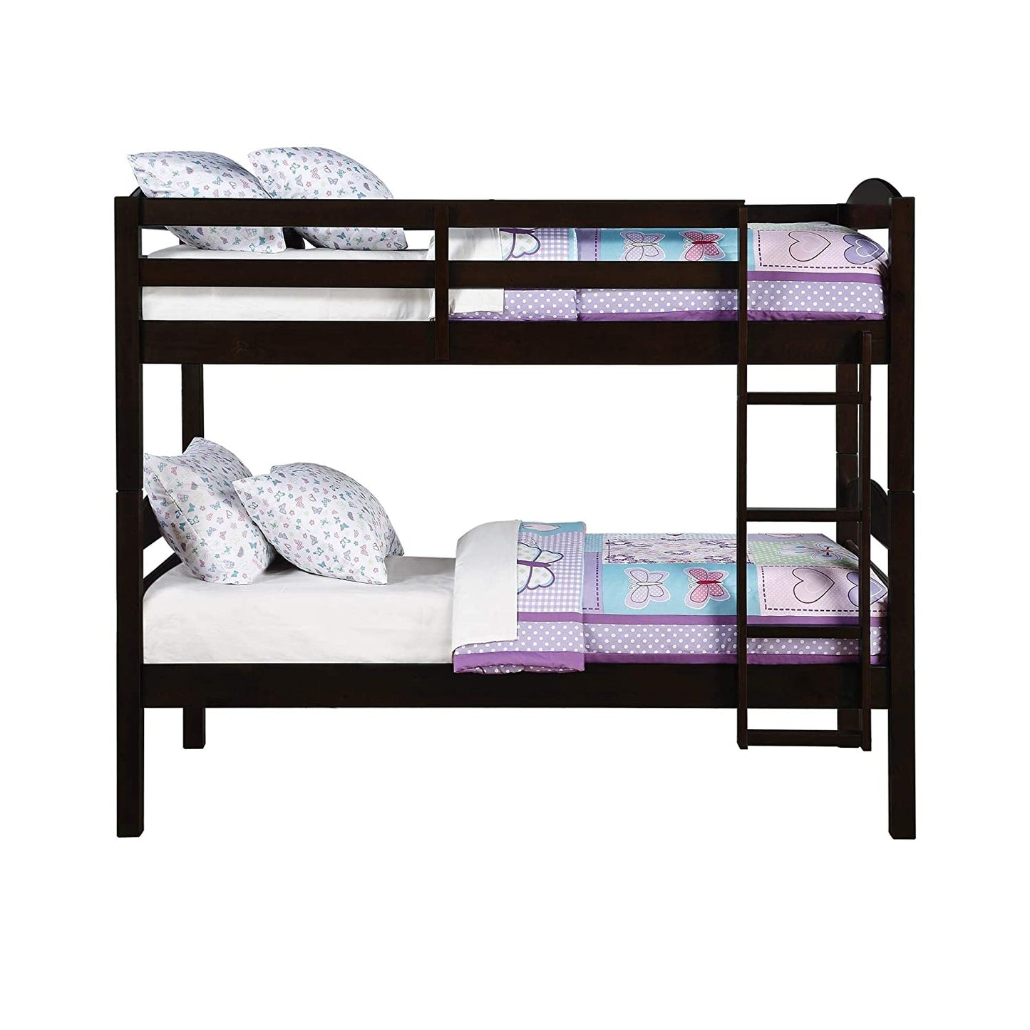 Mango Wood Fistza Kids Bunk Beds with Ladder for Bedroom | Brown Finish