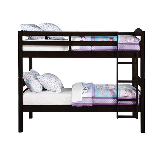 Mango Wood Fistza Kids Bunk Beds with Ladder for Bedroom | Brown Finish