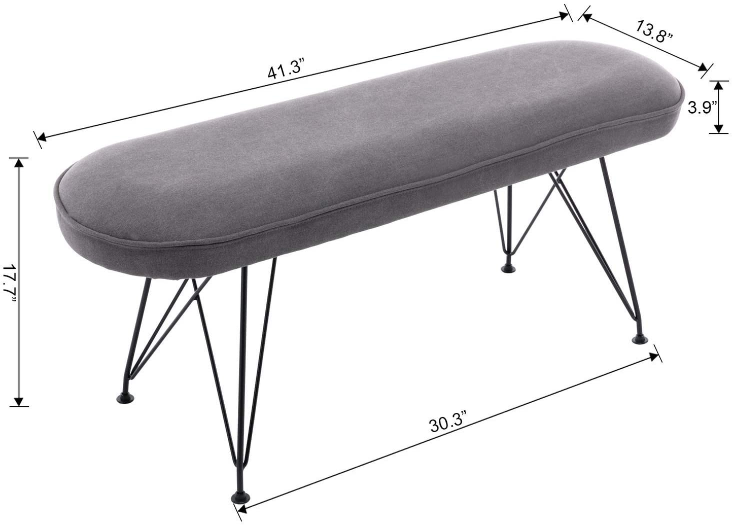Ottoman Upholstered and Metal Bench