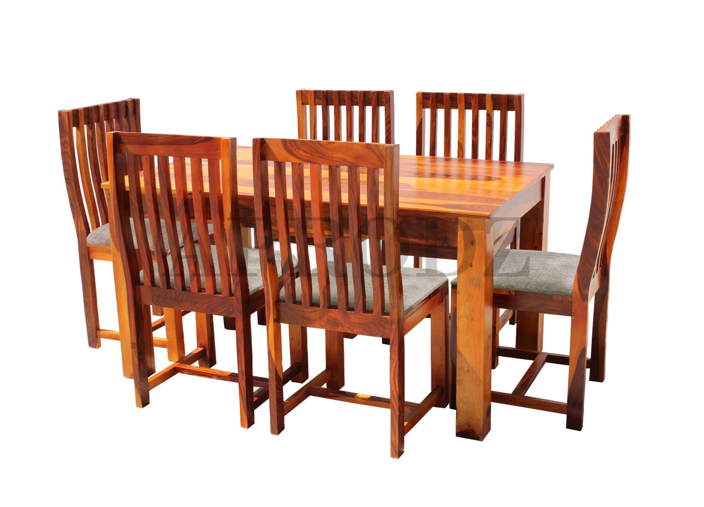Sheesham Wood and Upholstered Epso 6 Seater Dining Table Set for Home and Living Rooms| Dining Furniture