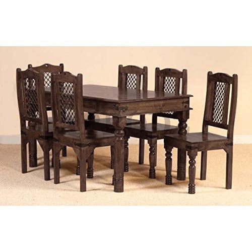 Sheesham Wood Reyk 6 Seater Dining Table Set for Home Dining Room Furniture