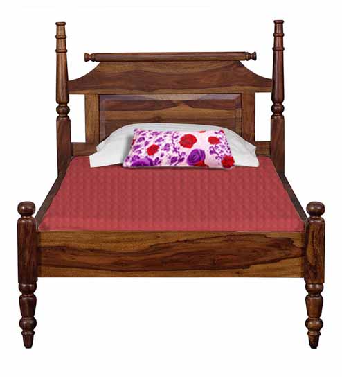 Sheesham Wood Without Storage Harlo Single Size Bed for Bedroom Stylish | Natural Finish