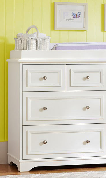 Mango Wood Norto Extra Wide Dresser & Topper Set with Topper Mattress Changing pad is Also Included -White