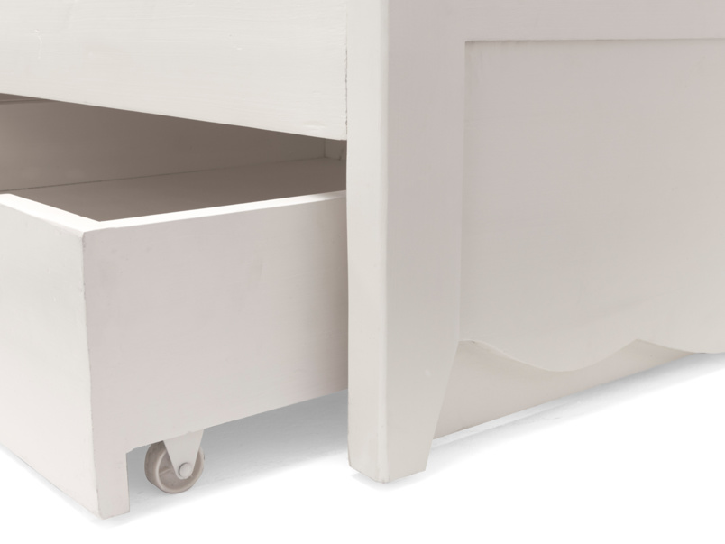 Solid Wood Drawer Storage Single Size Stefa Bed for Bedroom Stylish | Cream Finish