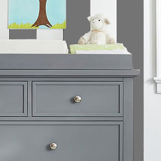 Mango Wood Norto Extra Wide Dresser & Topper Set with Topper Mattress Changing pad is Also Included- Grey