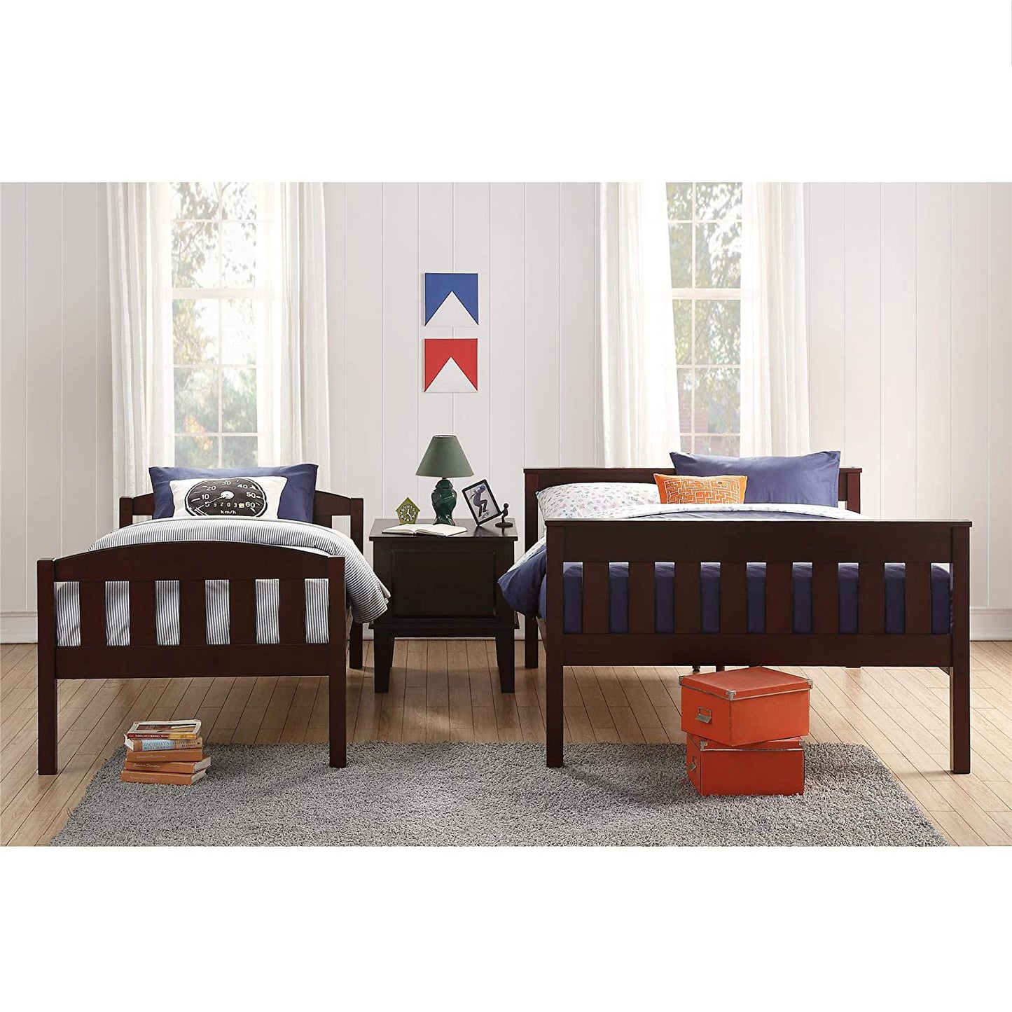 Mango Wood Coedlac Kids Bunk Beds with Ladder for Bedroom | Grey Finish