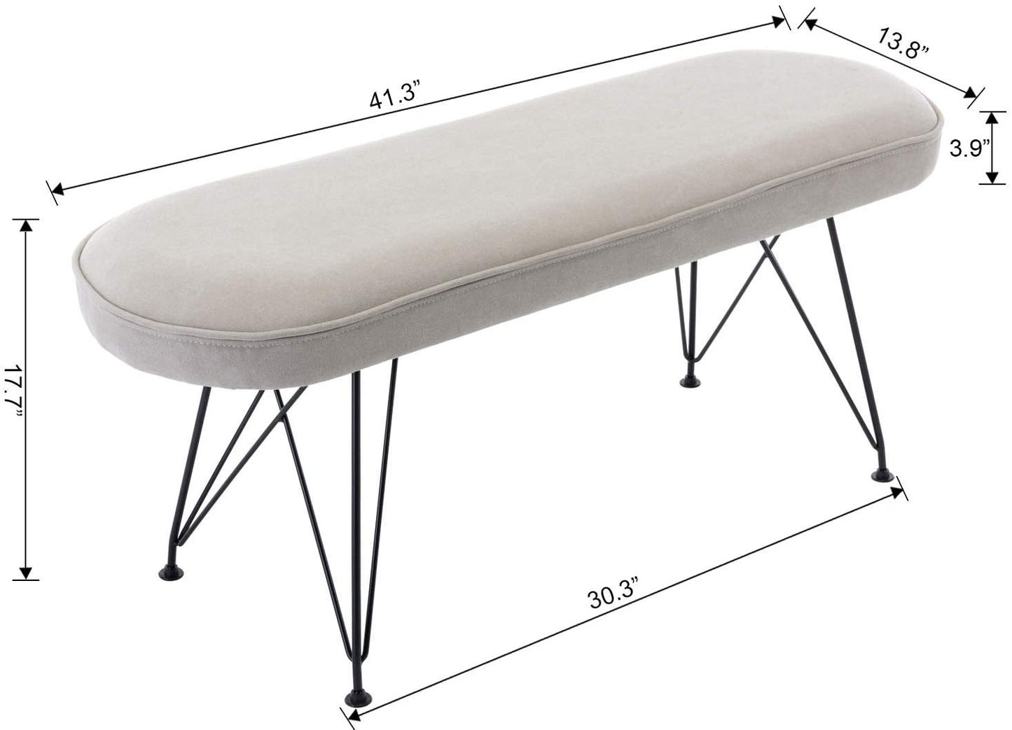 Ottoman Upholstered and Metal Bench