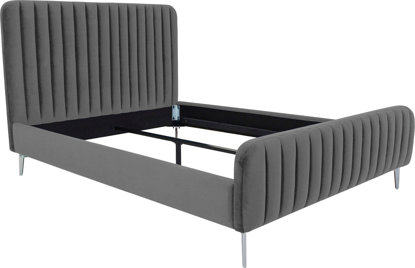 Fluted Velvet Upholstered Bed – Premium Platform Bed with Metal Feet & Luxurious Comfort for Bedroom & Home