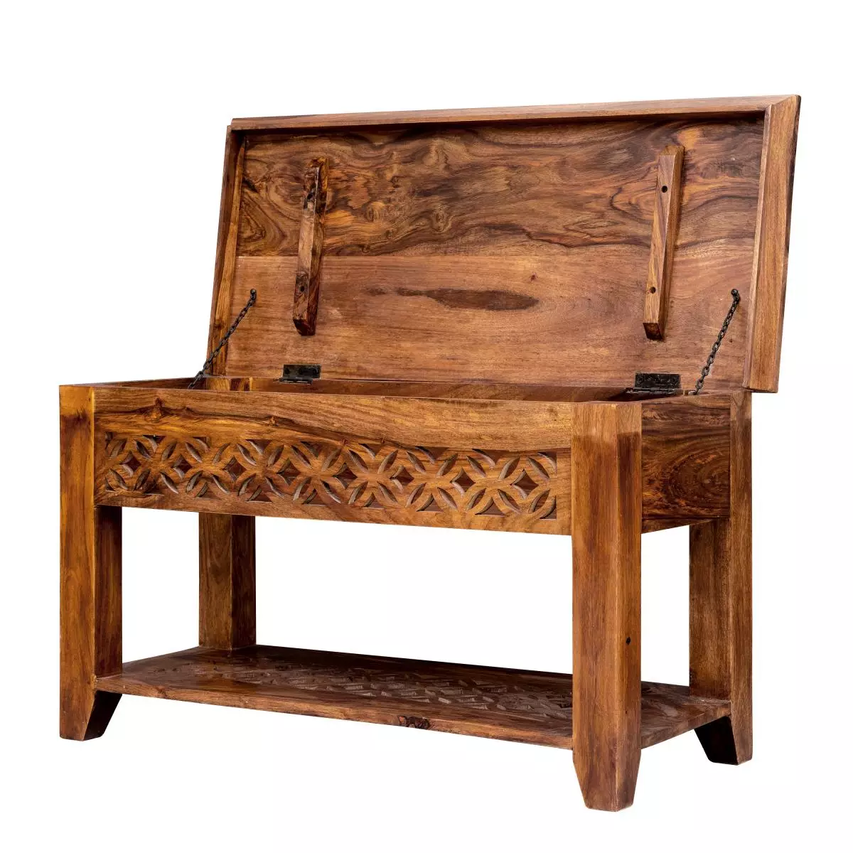 Durque Box Bench with Storage, Teak, Standard