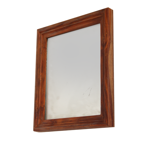 Flat Wall Decorative Mirror for Home and Bathroom Vanity with Wooden Frame (Teak Finish)