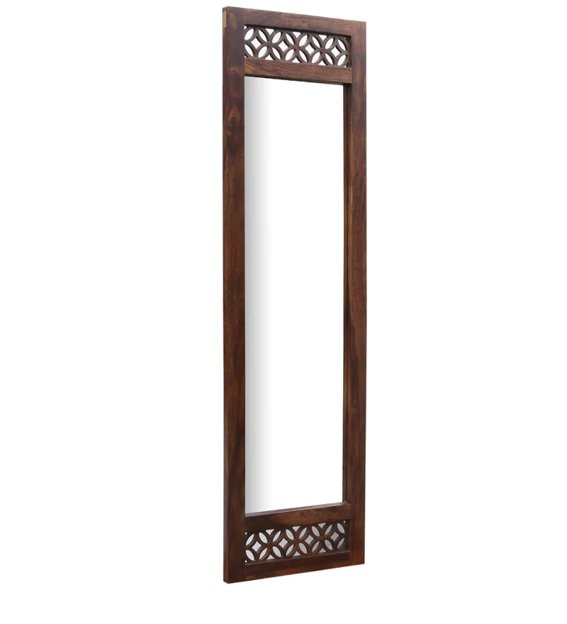 Durque Full Length Mirror with Carved Sheesham Wood Frame - Provincial Teak Finish