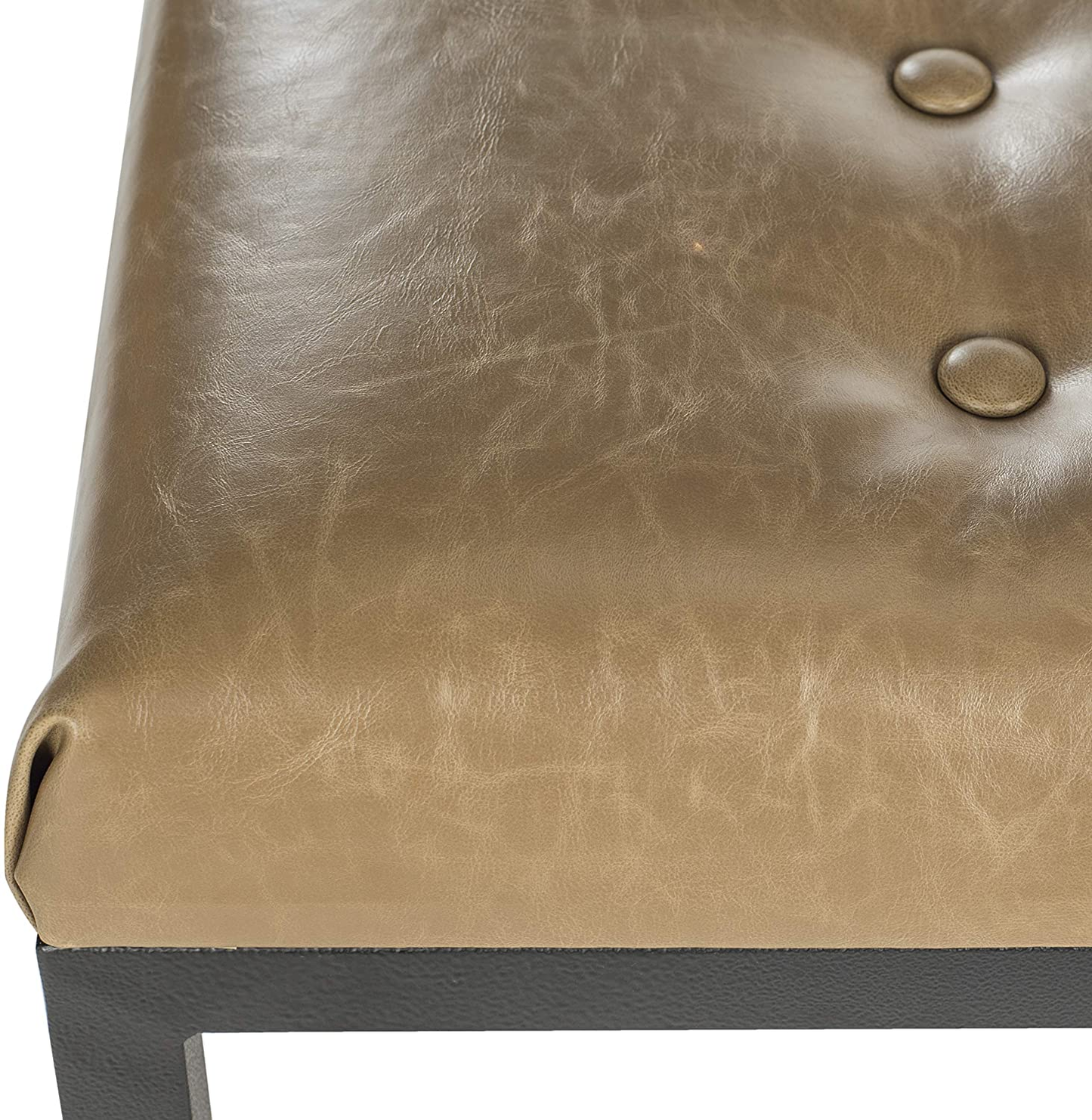 Modern Tufted Upholstered Velvet and Metal Bench Ottoman