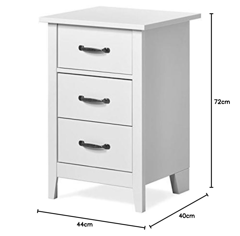 Mango Wood Layla Chest Three Drawer Bedside Storage Table for Living Room | White Finish