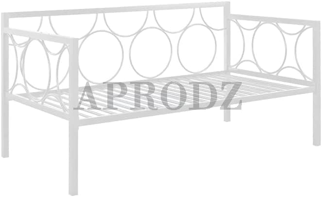 Acceber Three Seater Metal Sofa with Mattress and 2 bolsters (Metal - White Powdercoated)