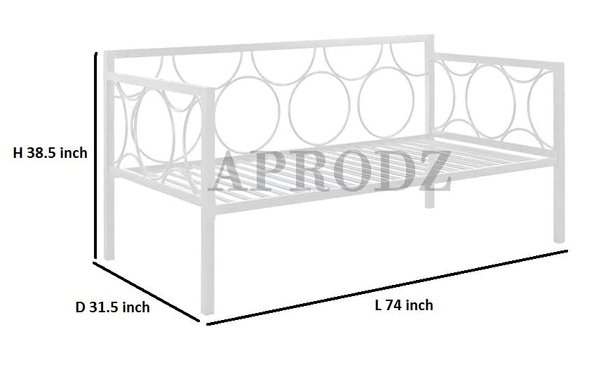Acceber Three Seater Metal Sofa with Mattress and 2 bolsters (Metal - White Powdercoated)