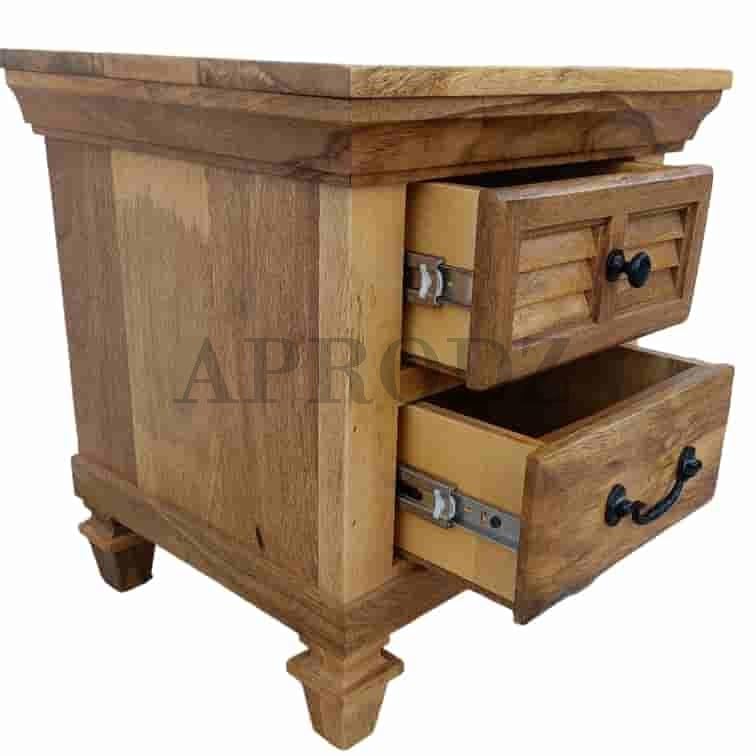 Elmore Solid Wood Table with Two Drawer Bedside for Bedroom & Living Room (Solid Wood - Natural)