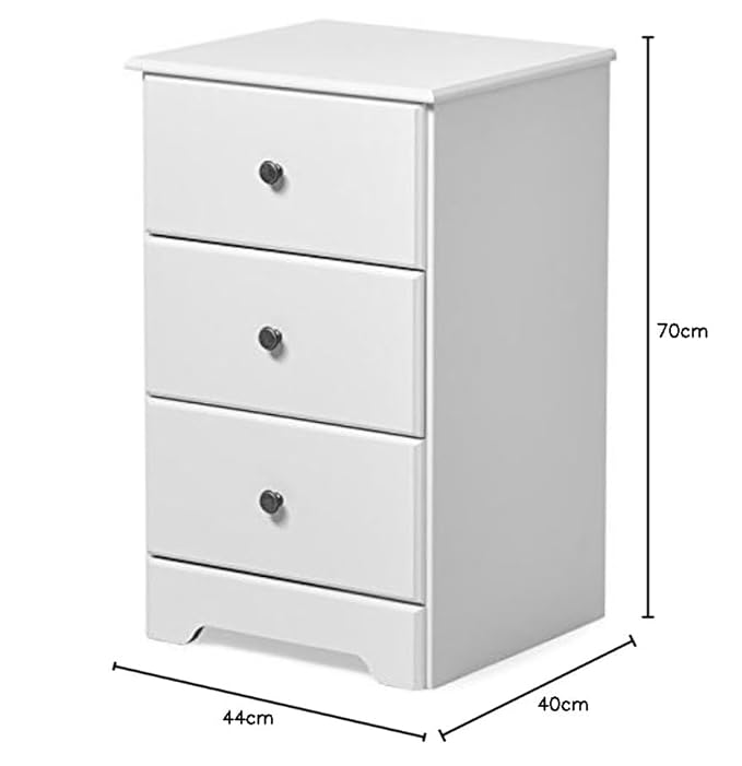 Mango Wood Duba Three Drawer Bedside Storage Table for Living Room | White Finish