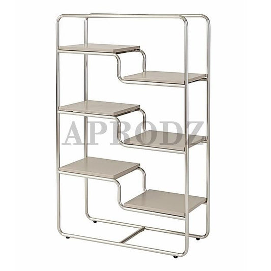 Outline Creative Design Bookcase (Chrome and Grey Finish)