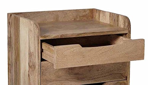 Mango Wood Serpa Stylish Bedside Table for Bedroom Living Room with 3 Drawer End Table