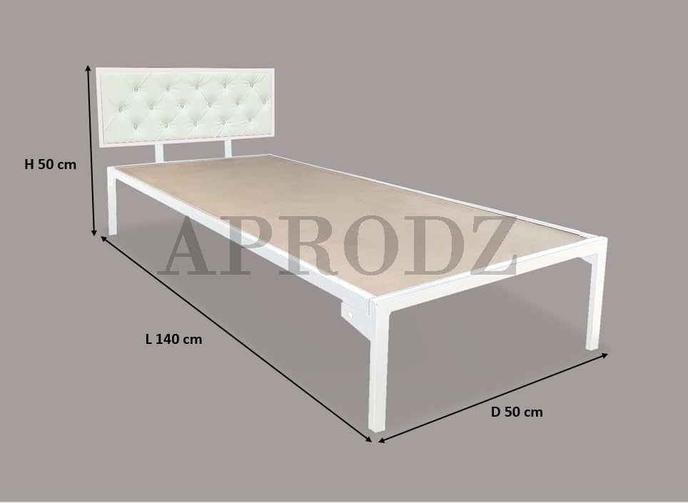 Single Size Bed with Upholstered Headboard | CR Steel Frame | Modern Platform Bed | Sturdy, Durable & Noise-Free | No Box Spring Needed | Stylish Furniture