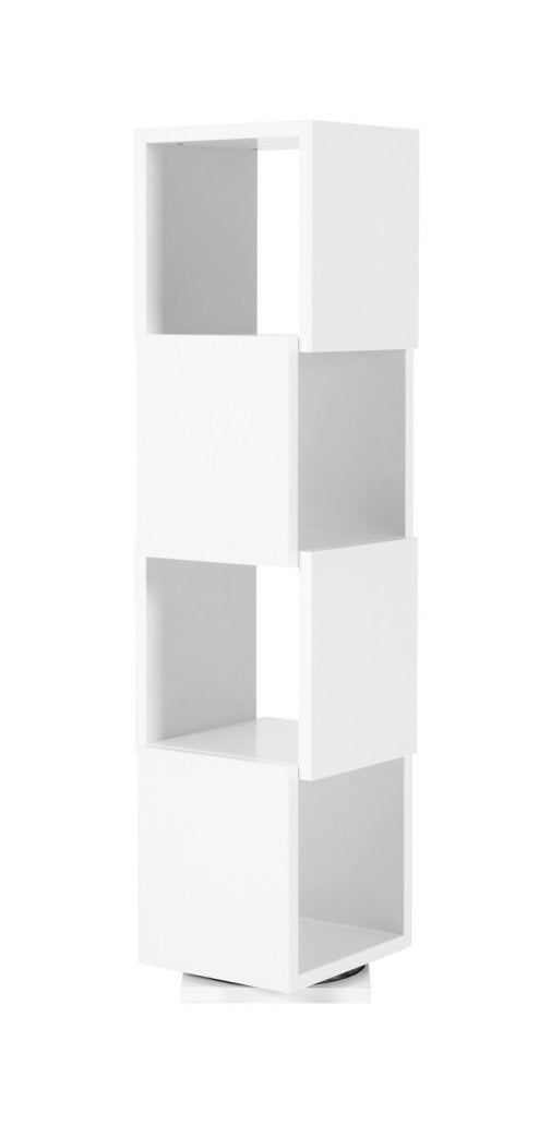 APRODZ Solid Wood Rotato 4 Shelf Cabinet for Home | Wooden Open Shelf | White Finish