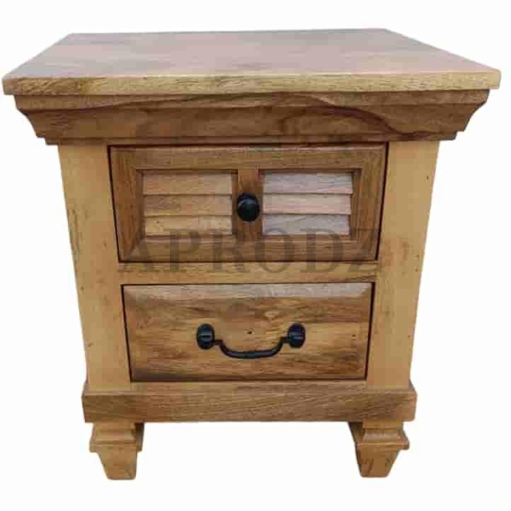 Elmore Solid Wood Table with Two Drawer Bedside for Bedroom & Living Room (Solid Wood - Natural)