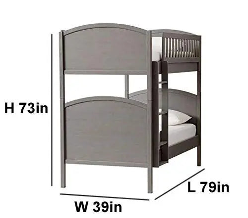 Solid Wood Grimes Bunk Bed for Bedroom | Grey Finish